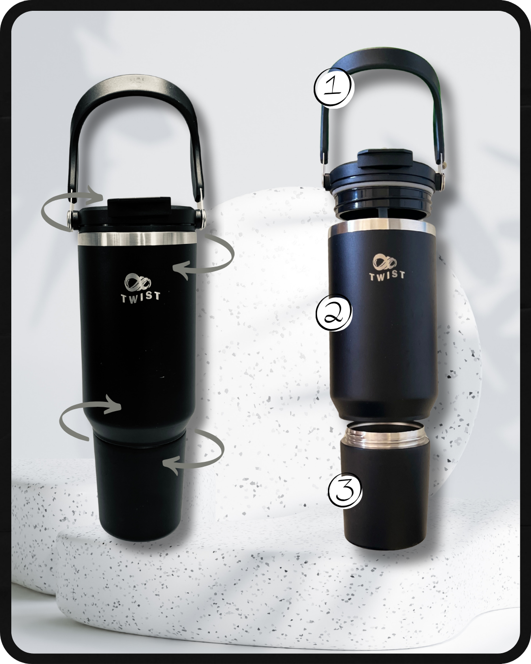 Premium Insulated Cup with Detachable Snack Container