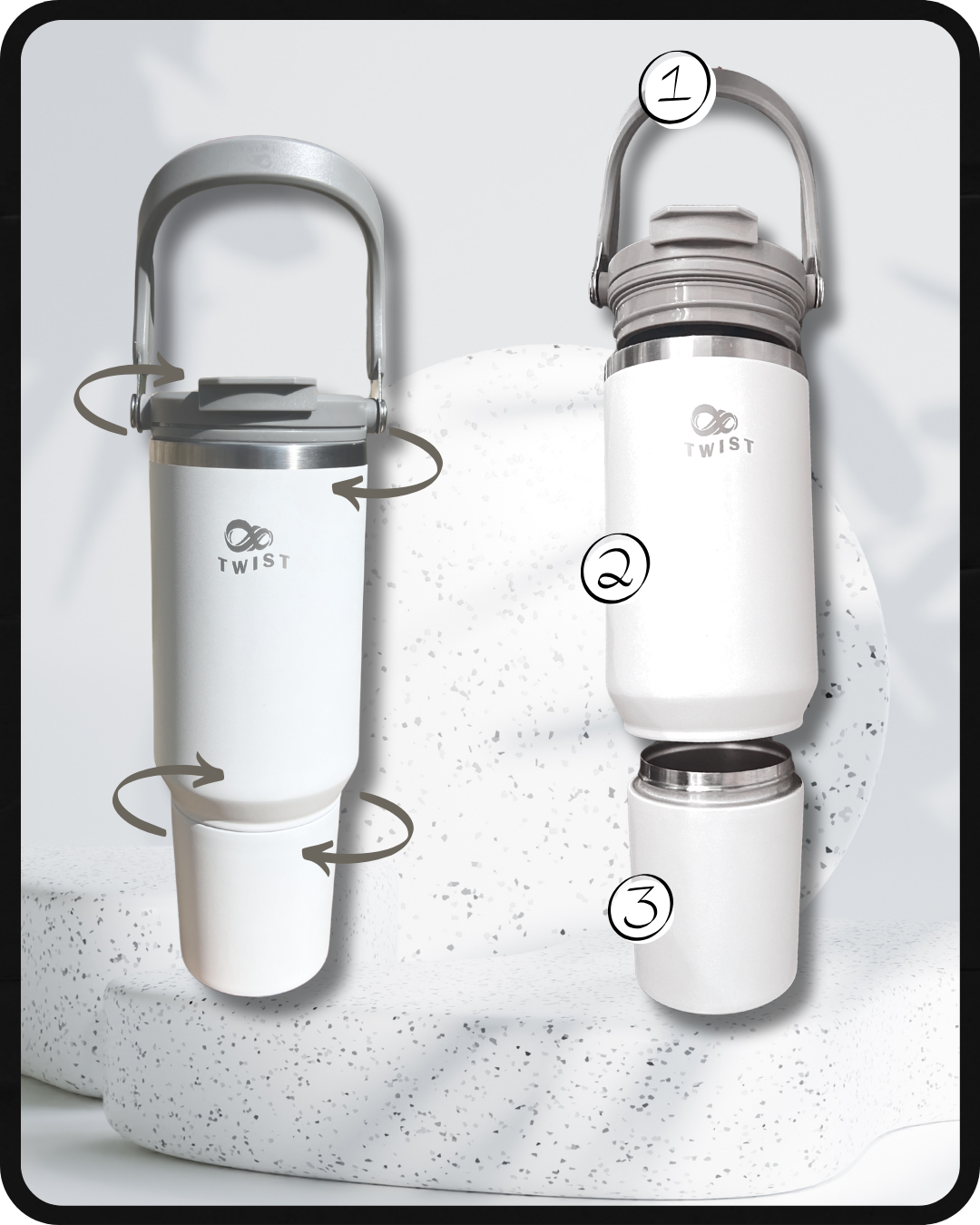 Premium Insulated Cup with Detachable Snack Container