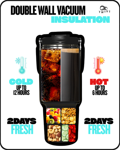 Premium Insulated Cup with Detachable Snack Container