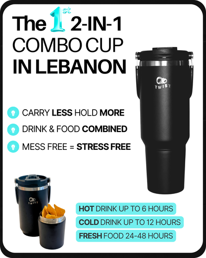 Premium Insulated Cup with Detachable Snack Container