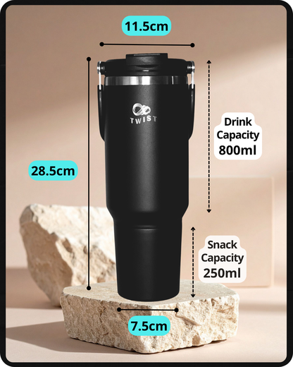 Premium Insulated Cup with Detachable Snack Container