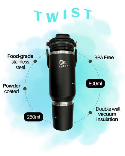 Premium Insulated Cup with Detachable Snack Container